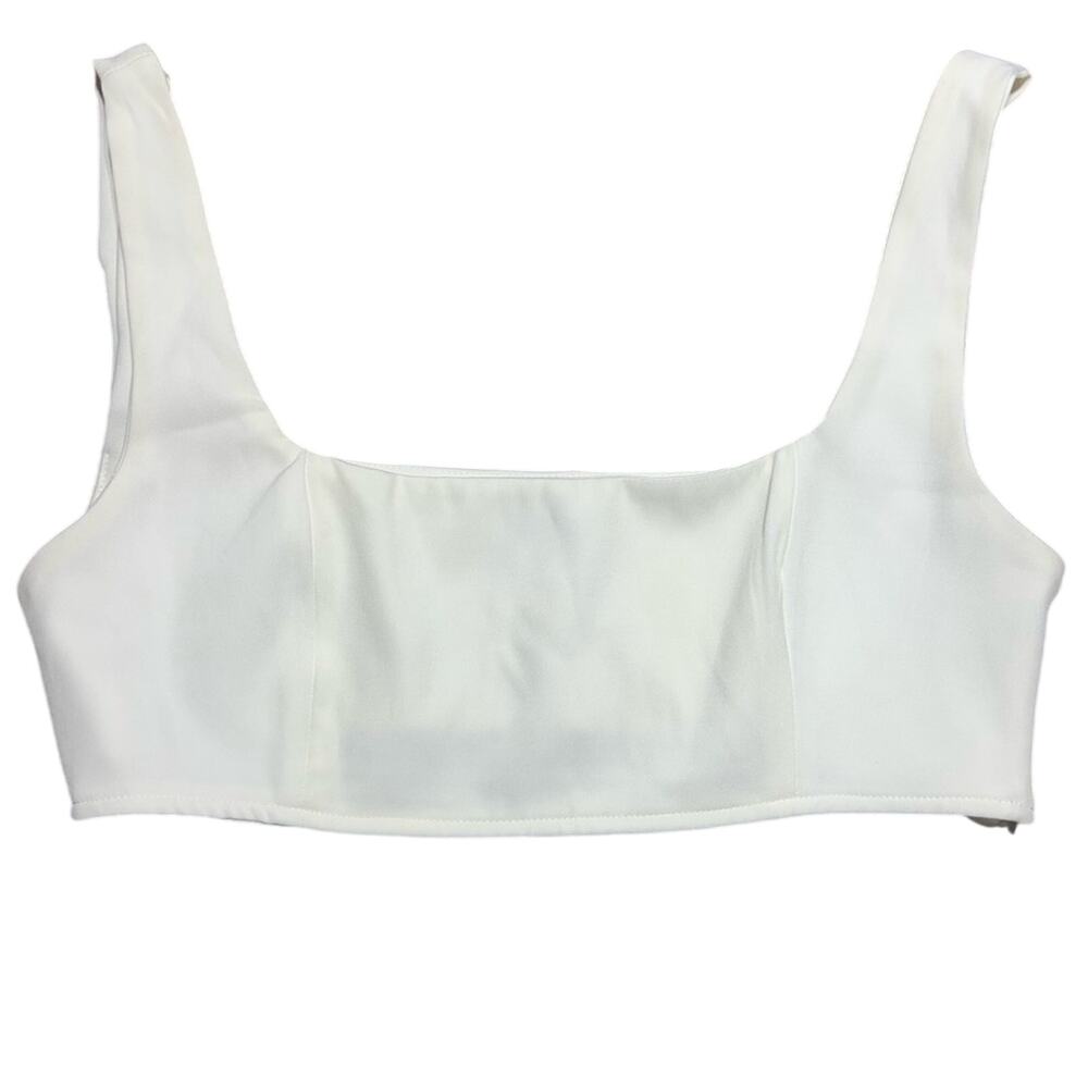 NWT Princess Polly sports bra cream color Square Neck thick straps side zipper
